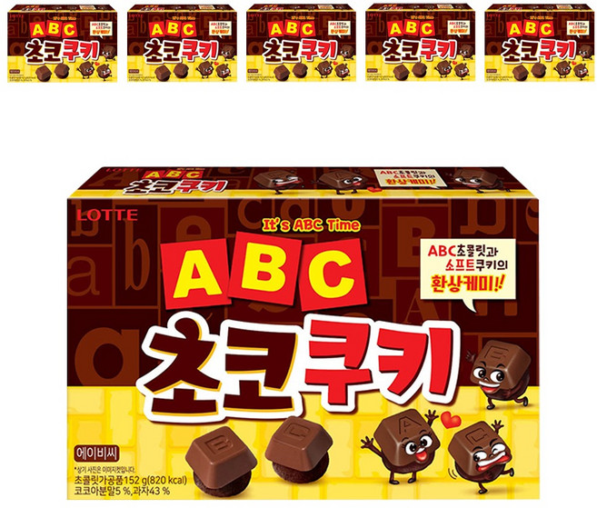 LOTTE 樂天 ABC字母巧克力餅乾, 152g, 6盒