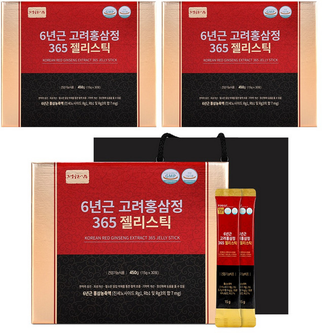 정원삼 6년근 고려홍삼정365 젤리스틱 30p, 450g, 3개