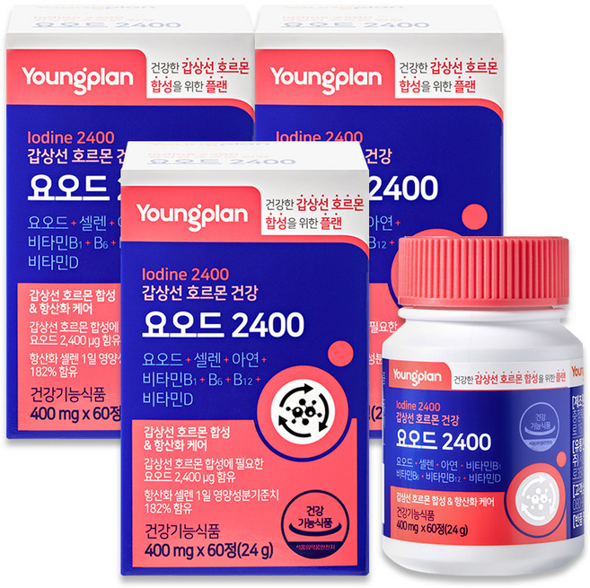 영플랜 요오드 2400 갑상선 호르몬 건강, 60정, 3개