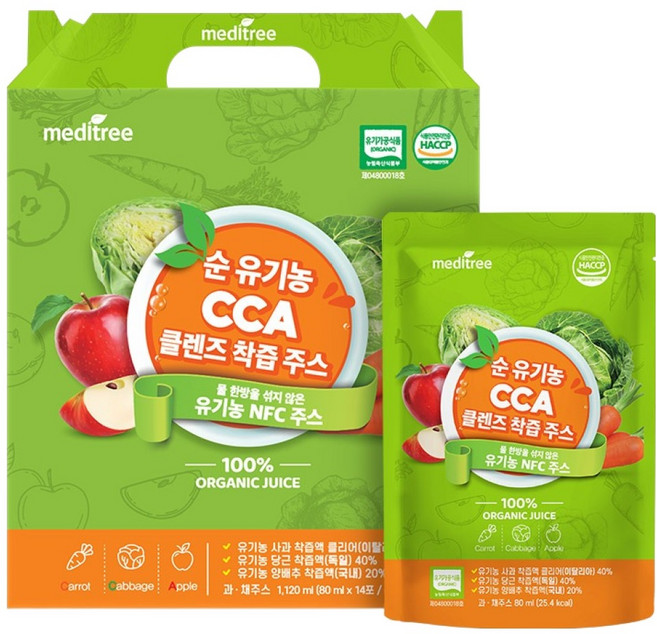 메디트리 순 유기농 CCA 클렌즈 착즙 주스 14p, 1.12L, 1개