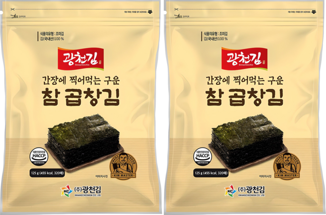 광천김 간장에 찍어먹는 구운 참 곱창김, 125g, 2개