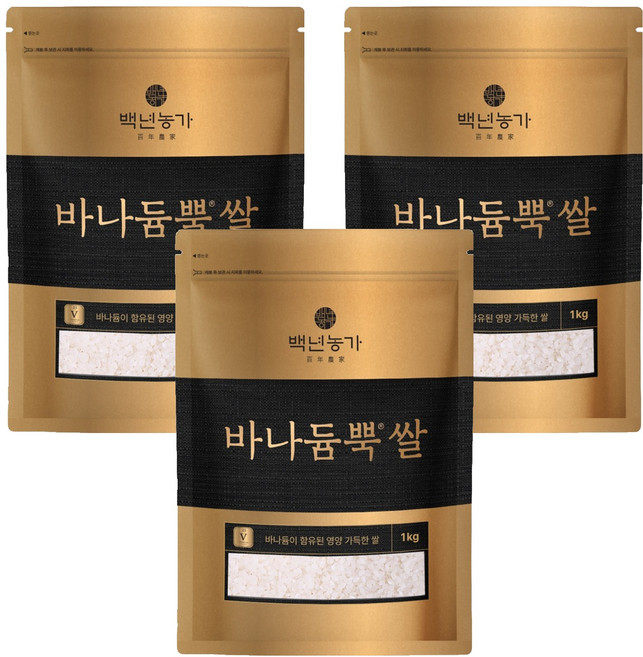 백년농가 바나듐뿍 쌀, 1kg, 3개, 상