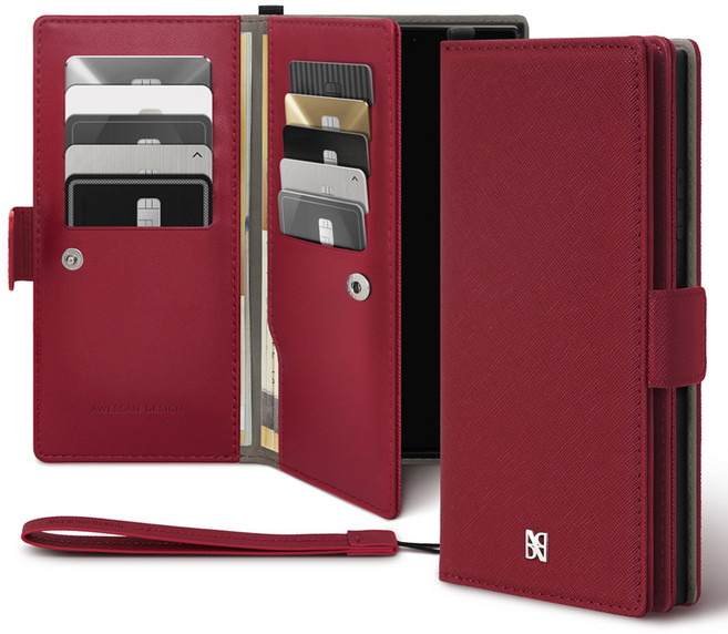 어썸디자인 오블리크 양면 지갑 케이스 + 핸드 스트랩 세트