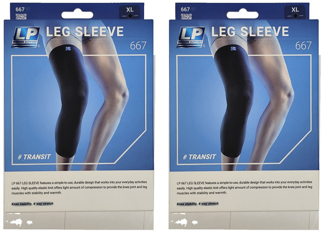 LP SUPPORT 高伸縮型全腿護套 667R1 黑色, 2個