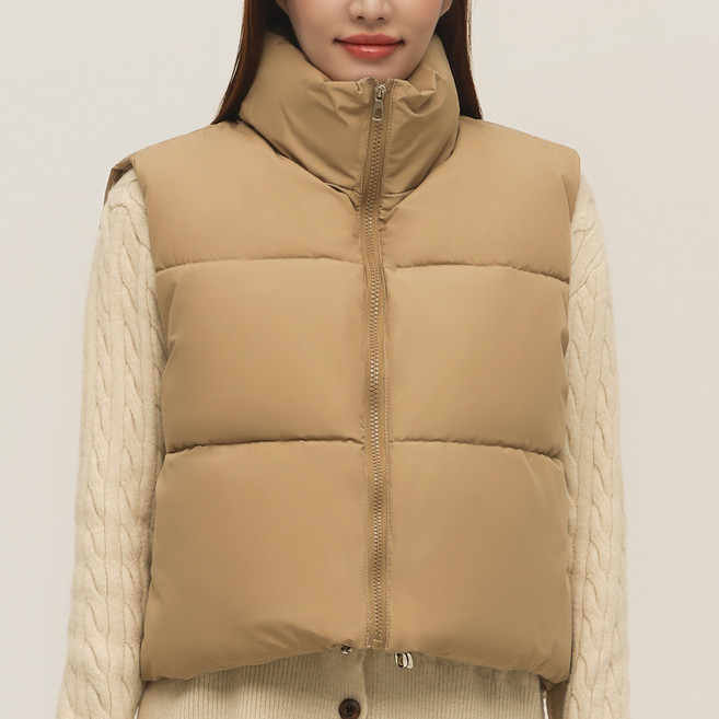 엘쏘 여성용 폭신 스트링 크롭 베스트 패딩 조끼