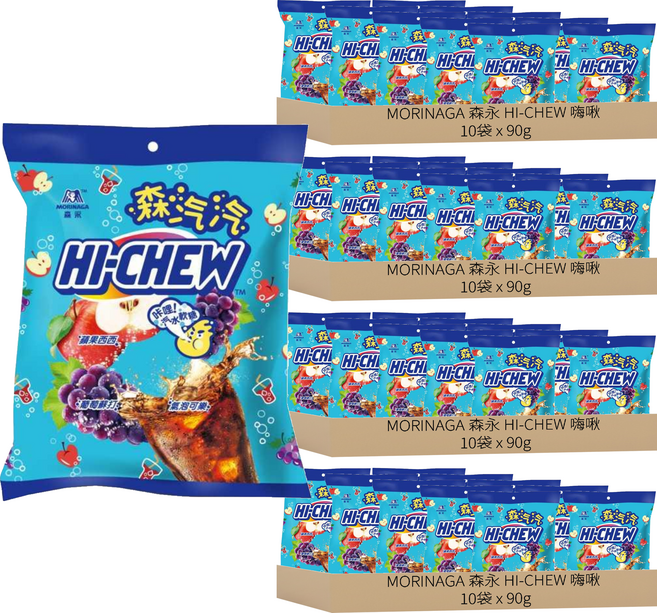 MORINAGA 森永 HI-CHEW 嗨啾 汽水綜合軟糖, 90g, 40包