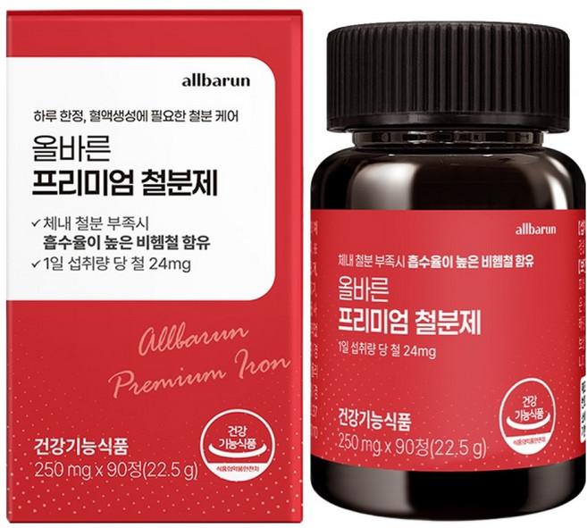 올바른건강식품 프리미엄 철분제, 90정, 1개