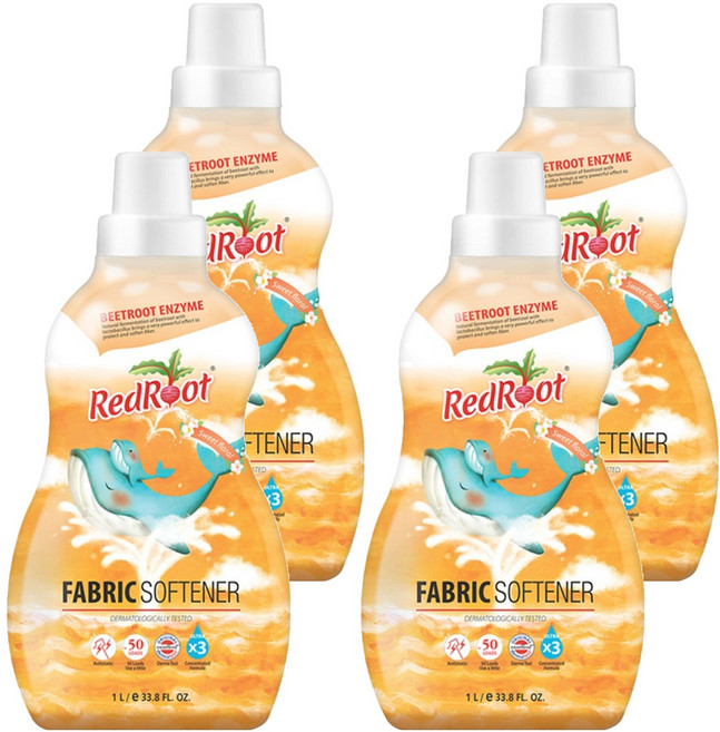 레드루트 유아 섬유유연제 스위트플로랄향 본품, 1L, 4개