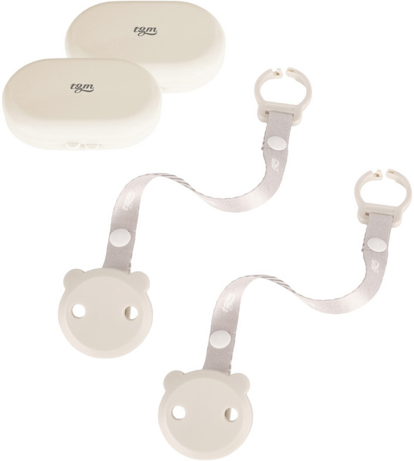 티지엠 곰돌이 노리개 젖꼭지 홀더 + 케이스, 라이트그레이(홀더) + 아이보리(케이스), 1세트