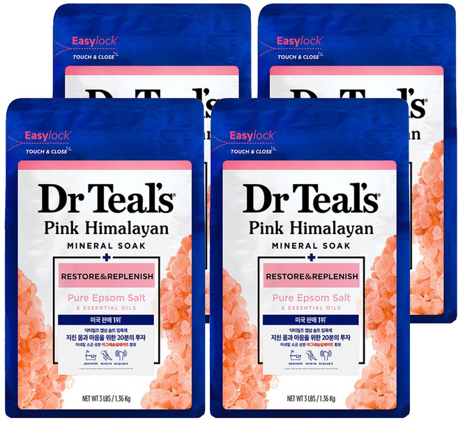 Dr.Tills 粉紅色喜馬拉雅礦物浸泡純瀉鹽, 1.36kg, 4個