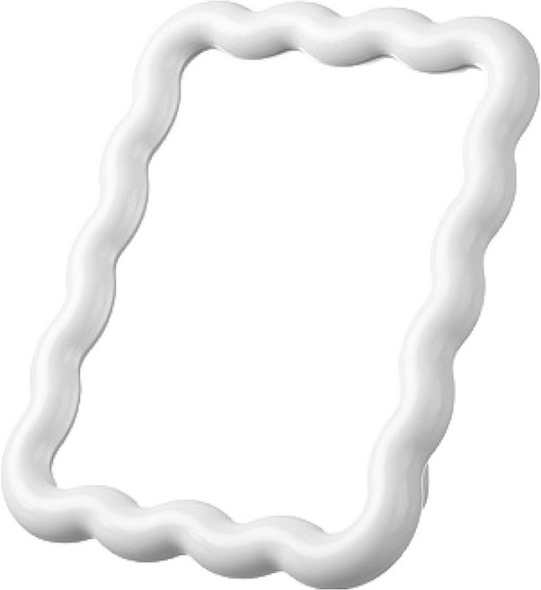 인아트 예쁜 웨이브 사각 거울 13.2 x 18 x 2.2 cm, 흰색