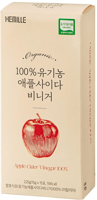 Hemille 100% 有機蘋果醋條 15入, 1個, 225g