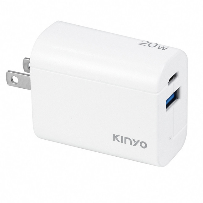 Kinyo 雙孔充電器20W, 白色, 1個