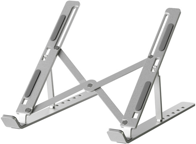 신지모루 슬림폴드 6단 각도 접이식 휴대용 알루미늄 노트북 거치대 + 휴대용파우치 세트, 실버, 1세트