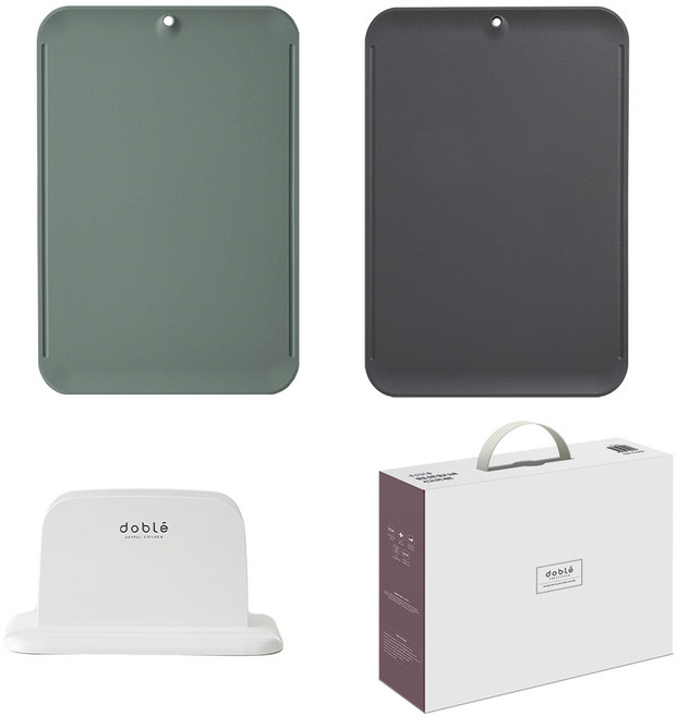 도블레 칼집 강한 시그니처 오키드그린 도마 + 딥블랙 도마 + 스마트거치대 세트, 1세트, 시그니처 도마 2종 + 스마트거치대