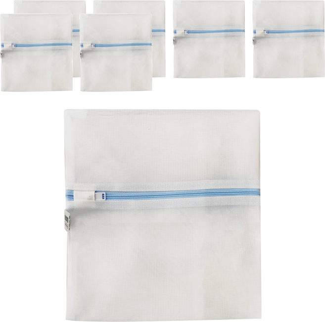 HIKOYA 和彥家 淨白密網洗衣袋方型 60 x 60cm 優選7件組, 白色 + 藍色, 7個