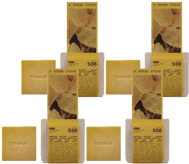 톤28 얼굴 씻을거리 비누 S8 유황+소금+피마자 오일, 100g, 4개