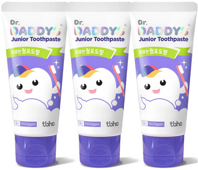 닥터데디스 튼튼 치약 어린이 불소 1000 청포도향, 60g, 3개