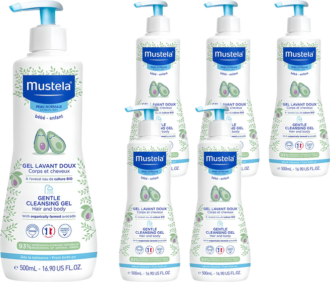 무스텔라 유아용 젠틀 클렌징 젤, 500ml, 6개