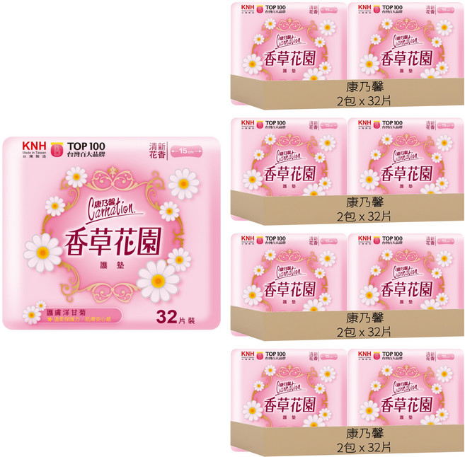 康乃馨 香草花園護墊 洋甘菊, 15cm, 32片, 8包