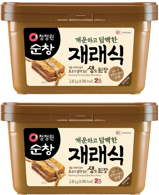 청정원순창 개운하고 담백한 재래식 생된장, 2.8kg, 2개