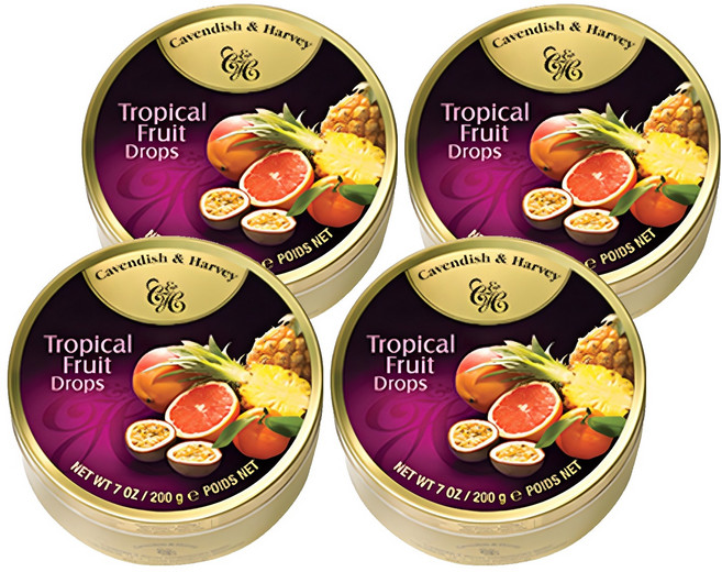 캐빈디쉬앤하비 트로피칼 후르츠 드랍 캔디, 200g, 4개