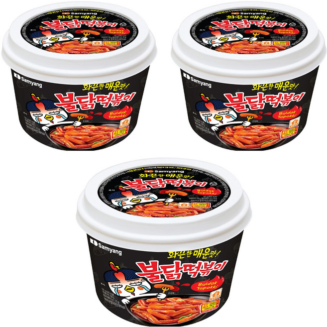 SAMYANG 三養 碗裝火辣雞肉風味辣炒年糕 原味, 185g, 3入