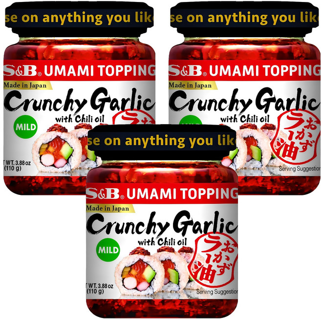 에스앤비 오카즈라유 우마미 토핑 크런치 갈릭 위드 칠리 오일, 110g, 3개