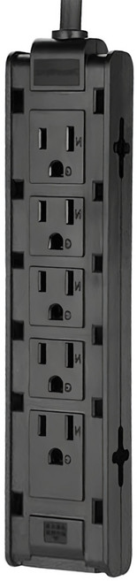 PowerSync 群加 1開10插雙面抗搖擺延長線 TSAS0010, 黑色, 1條, 1m