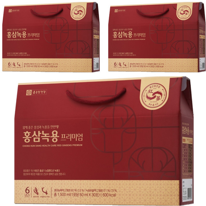 종근당건강 홍삼녹용 프리미엄, 30회분, 3개