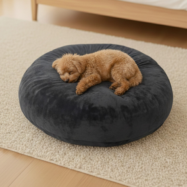 펫코노미 반려동물 찹쌀모찌 필로우 쿠션, 블랙, 1개