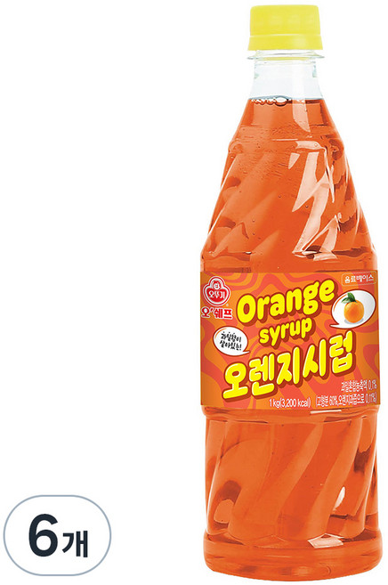 오쉐프 오렌지시럽, 1kg, 6개