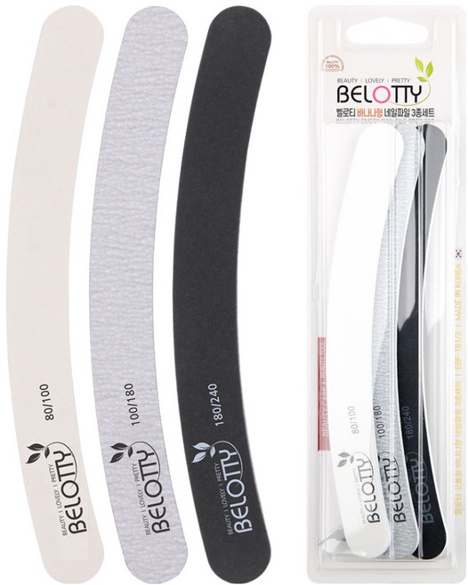 벨로티 국내생산 고급 손톱샌딩 네일파일 세트, 바나나형, 1세트