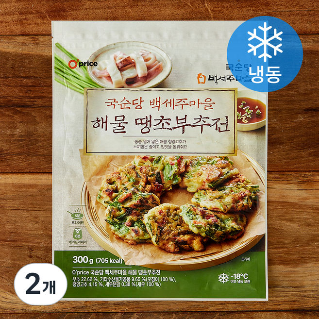 오프라이스 국순당 백세주마을 해물 땡초부추전 (냉동), 300g, 2개