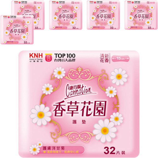 康乃馨 香草花園護墊 洋甘菊, 15cm, 32片, 6包