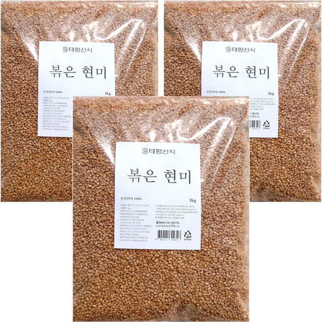 태평선식 대용량 볶은현미, 1kg, 3개