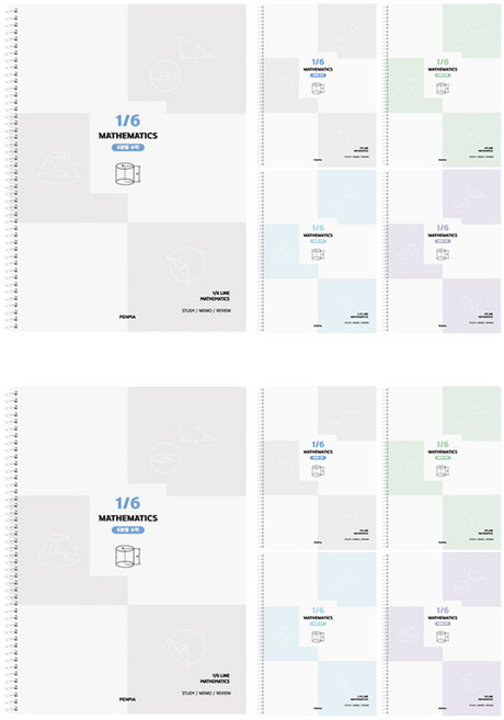 펜피아 3000 스프링 6분할 수학노트, 랜덤 발송, 10개