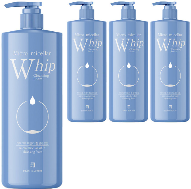 살림백서 마이크로 미셀라 휩 클렌징폼, 500ml, 4개