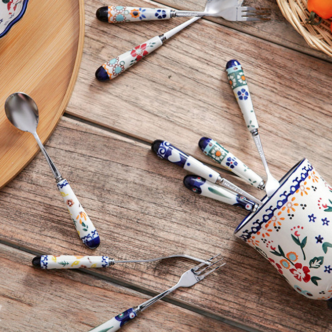 프라카 수반 + 티스푼 포크세트, 1세트, 수반 + 티스푼 5p + 티포크 5p