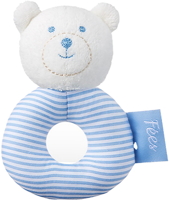 Fees BEBE 熊熊手搖鈴, 甜甜圈 藍色 + 白色, 1個