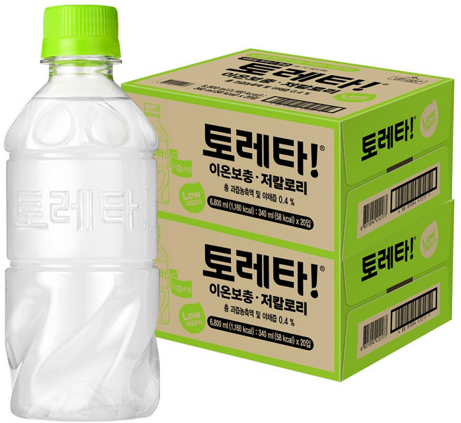 토레타 이온음료 무라벨, 340ml, 40개