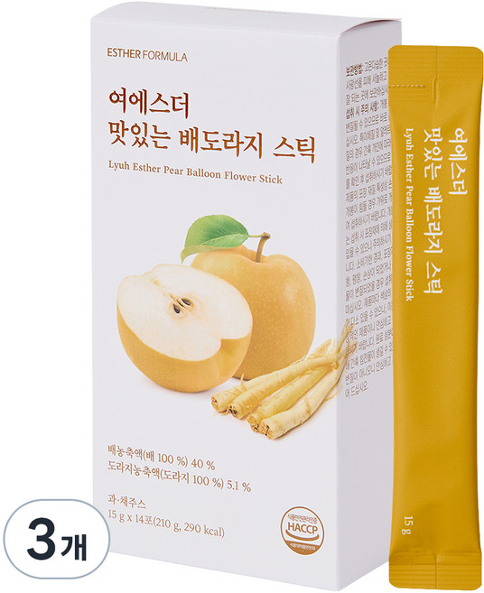 에스더포뮬러 여에스더 맛있는 배도라지 스틱, 210g, 3개