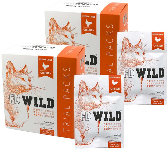 에프디와일드 전연령 고양이 동결건조 사료, 닭, 100g, 2개