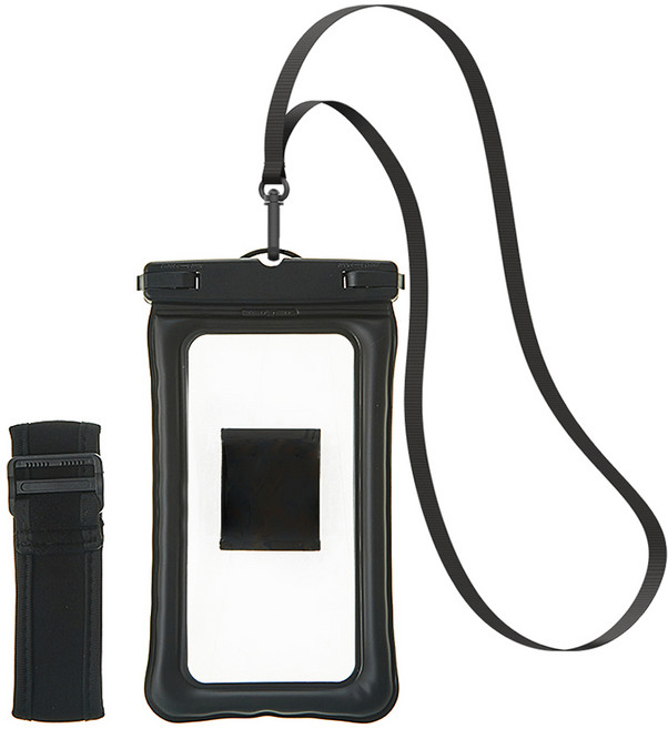 탐사 방수등급IPX8 4중 잠금 스마트폰 프리미엄 TPU 방수팩 + 넥스트랩 + 암밴드, 블랙, 1세트