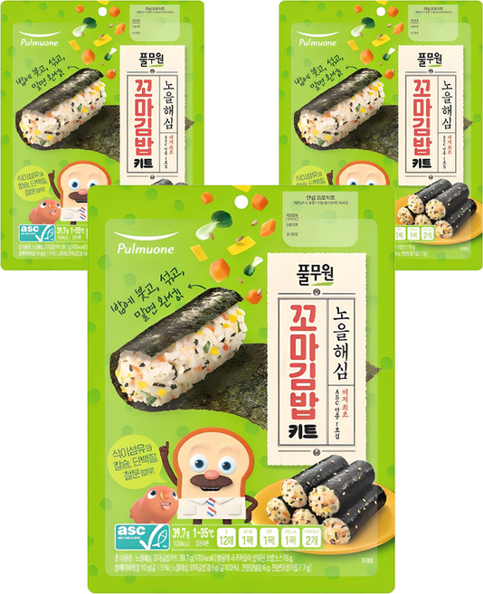 풀무원 노을 해심 꼬마김밥 키트, 39.7g, 3개