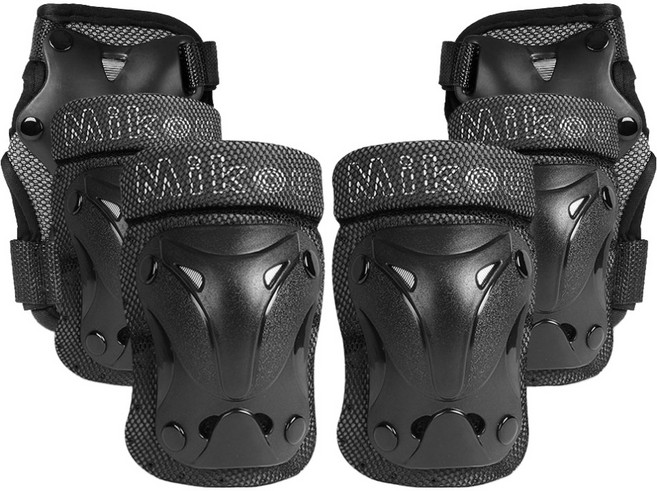 미코우 아동용 스포츠 보호대 3종 x 2p + 파우치 세트, 블랙, 1개