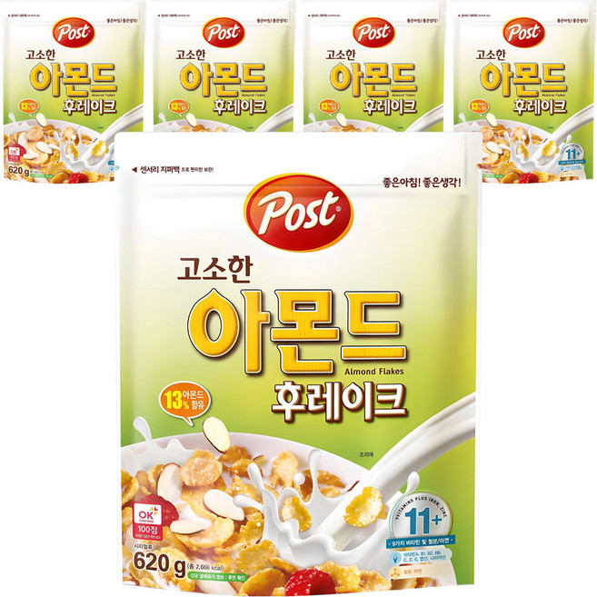 포스트 고소한 아몬드 후레이크 시리얼, 620g, 5개