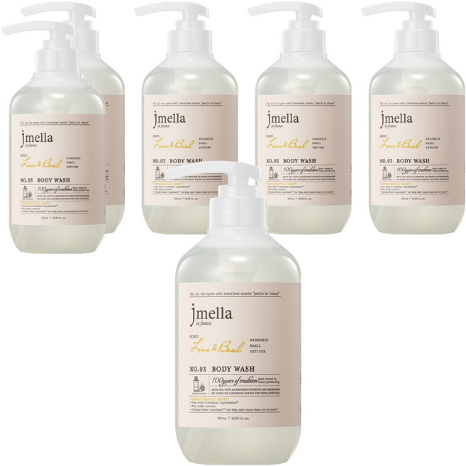제이멜라 인 프랑스 라임 앤 바질 바디 워시 시트러스향, 500ml, 6개