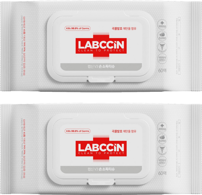 랩신 v3 손소독 티슈, 60매, 2개
