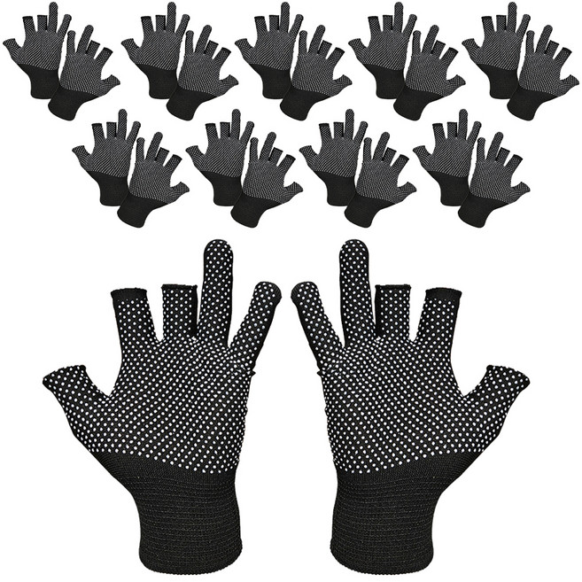 실버캐스트 3컷팅 도트 낚시 작업 장갑 SVFCG, 블랙, 10세트